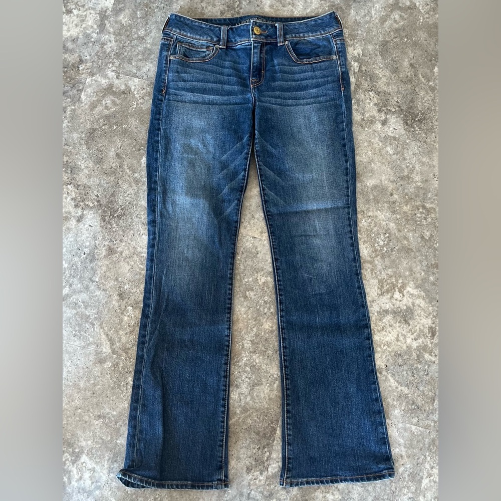 American Eagle Dark Wash Kick Boot Jeans, 10 Regular